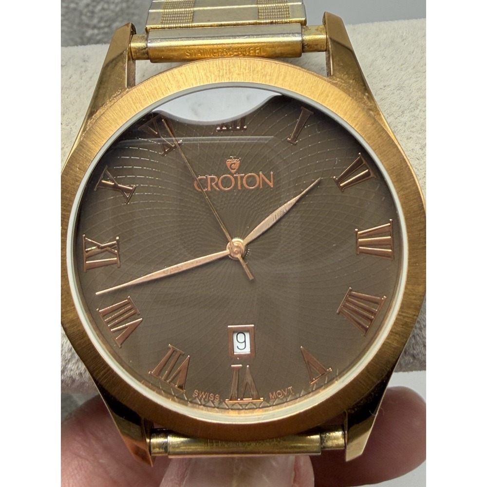 Croton CN307109 New Battery Mens Watch 42MM 7.25" Stretch Band Stainless Steel
